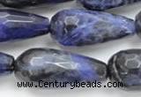 CSO39 15.5 inches 10*30mm faceted teardrop sodalite gemstone beads