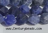 CSO567 15.5 inches 10mm faceted nuggets matte sodalite beads