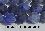 CSO568 15.5 inches 12mm faceted nuggets matte sodalite beads