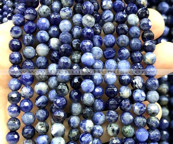 CSO940 15 inches 6mm faceted round sodalite beads wholesale