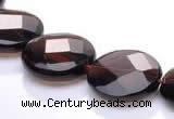 CSQ10 18mm faceted coin A grade natural smoky quartz beads