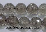 CSQ106 15.5 inches 16mm faceted round grade AA natural smoky quartz beads