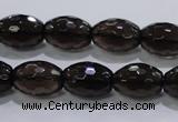 CSQ113 12*16mm faceted rice grade AA natural smoky quartz beads