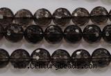 CSQ131 15.5 inches 10mm faceted round grade AA natural smoky quartz beads