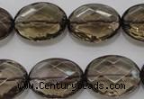 CSQ211 15*20mm faceted oval grade AA natural smoky quartz beads