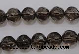 CSQ240 15.5 inches 10mm faceted round grade AA natural smoky quartz beads