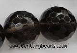 CSQ248 15.5 inches 25mm faceted round grade AA natural smoky quartz beads