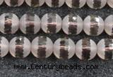 CSQ507 15.5 inches 8mm faceted round matte smoky quartz beads