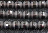 CSQ511 15.5 inches 6mm faceted round matte smoky quartz beads