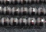 CSQ512 15.5 inches 8mm faceted round matte smoky quartz beads