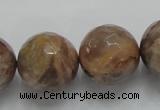 CSS102 15.5 inches 20mm faceted round natural sunstone beads wholesale