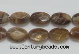 CSS107 15.5 inches 10*14mm faceted oval natural sunstone beads wholesale