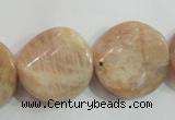 CSS256 15.5 inches 20mm twisted coin natural sunstone beads