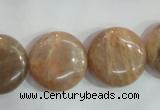 CSS260 15.5 inches 20mm flat round natural sunstone beads