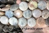 CSS421 15.5 inches 25mm flat round sunstone beads wholesale