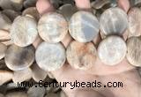 CSS422 15.5 inches 30mm flat round sunstone beads wholesale