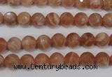 CSS502 15.5 inches 7mm faceted round natural golden sunstone beads