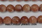 CSS506 15.5 inches 11mm faceted round natural golden sunstone beads