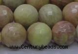 CSS617 15.5 inches 18mm faceted round yellow sunstone gemstone beads