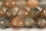 CSS826 15 inches 8mm faceted round sunstone beads