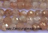 CSS837 15 inches 4mm faceted round golden sunstone beads