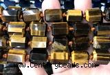CTB1110 15 inches 12*16mm faceted tube yellow tiger eye beads