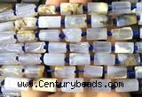 CTB1201 15 inches 8*12mm - 8*14mm faceted tube blue chalcedony beads