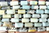 CTB1234 15 inches 8*12mm - 8*14mm faceted tube colorful amazonite beads