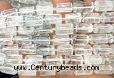 CTB1250 15 inches 6*10mm - 8*12mm faceted tube white crystal beads