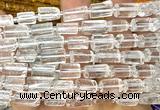 CTB1251 15 inches 6*10mm - 8*12mm faceted tube white crystal beads