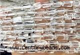CTB1252 15 inches 6*10mm - 8*12mm faceted tube white crystal beads