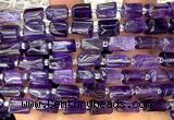 CTB1254 15 inches 6*10mm - 8*12mm faceted tube amethyst beads