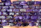 CTB1255 15 inches 6*10mm - 8*12mm faceted tube amethyst beads