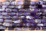 CTB1257 6*10mm - 8*12mm faceted tube dogtooth amethyst beads