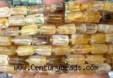 CTB1263 15 inches 6*10mm - 8*12mm faceted tube yellow quartz beads