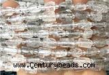 CTB1265 6*10mm - 8*12mm faceted tube black mica quartz beads
