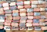 CTB1269 15 inches 6*10mm - 8*12mm faceted tube morganite beads