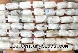 CTB1270 15 inches 6*10mm - 8*12mm faceted tube white moonstone beads