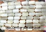 CTB1272 15 inches 6*10mm - 8*12mm faceted tube white moonstone beads