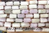CTB1274 15 inches 6*10mm - 8*12mm faceted tube kunzite beads