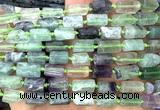 CTB1275 15 inches 6*10mm - 8*12mm faceted tube fluorite beads