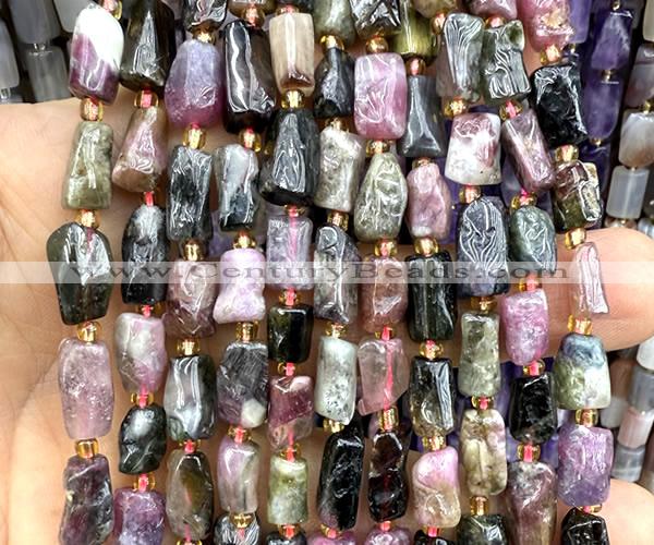 CTB1278 15 inches 6*8mm - 8*10mm faceted tube tourmaline beads