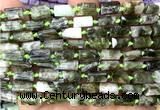 CTB1286 15 inches 6*10mm - 8*12mm faceted tube green gemstone beads
