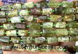 CTB1288 15 inches 6*10mm - 8*12mm faceted tube green garnet beads
