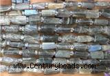CTB1292 15 inches 6*10mm - 8*10mm faceted tube labradorite beads