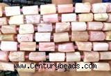 CTB1297 15 inches 6*10mm - 8*12mm faceted tube pink opal beads