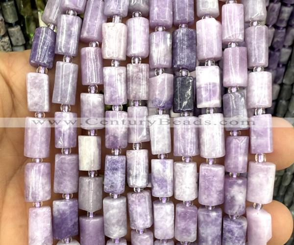 CTB1301 15 inches 6*10mm - 8*12mm faceted tube lepidolite beads