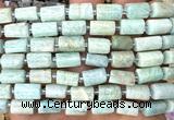 CTB1305 15 inches 6*10mm - 8*12mm faceted tube amazonite beads