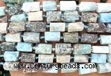 CTB1311 15 inches 6*10mm - 8*12mm faceted tube larimar beads