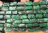 CTB1317 15 inches 6*10mm - 8*12mm faceted tube malachite beads